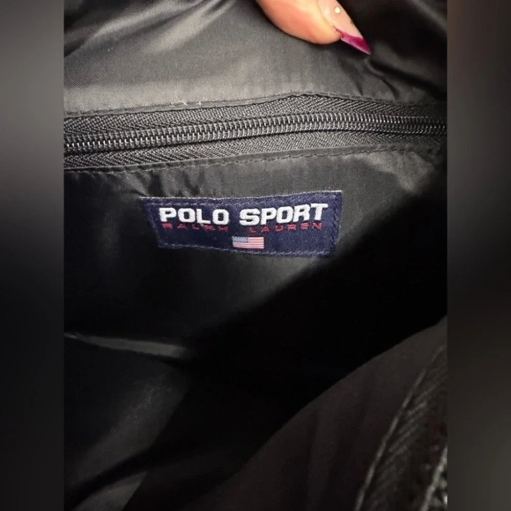 Polo Sport Ralph Lauren Black Nylon Messenger Crossbody Bag American Flag